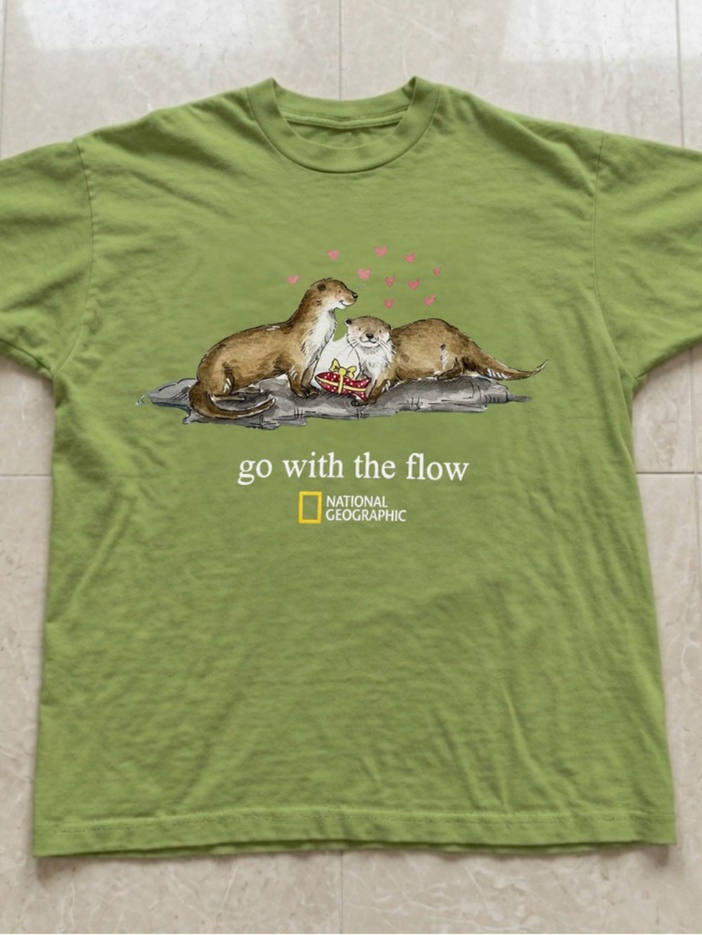 National Geographic 'Go With The Flow' Green Otter Graphic Tee